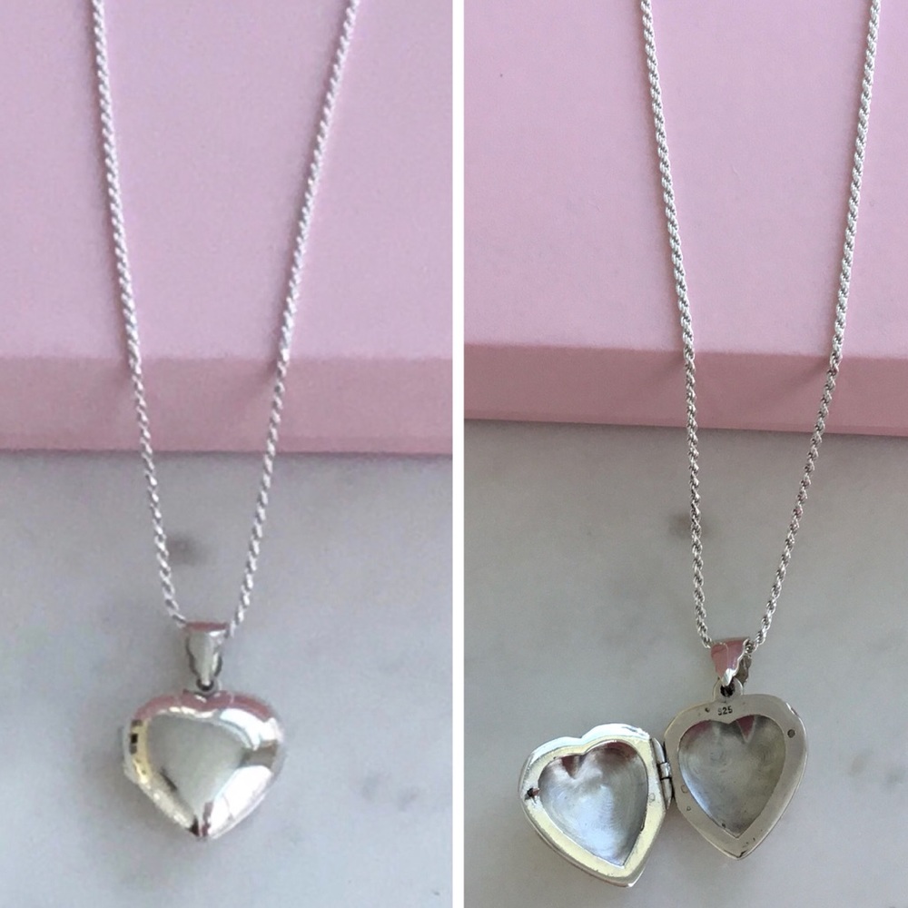 Sterling Silver Puffed Heart Locket Necklace - Picture 1 of 16